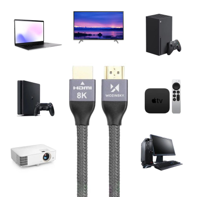 Kabllo HDMI Wozinsky WHDMI-20, 2m, HDMI 2.1, ngjyrë argjendi