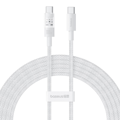Kabllo karikimi Baseus Gem, USB-C në USB-C, 100W, 2m, e bardhë