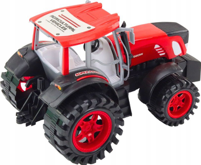Lodër traktor ferme me rimorkio dhe bale kashte, plastikë, i kuq