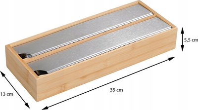Dispenser kuzhine FSC, për 2 role folie 30 cm, dru bambuje, kafe