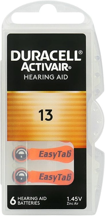Батерија за апарат за слух Duracell 13 A13, 6 парчиња