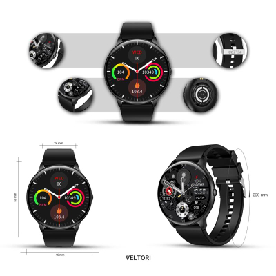 Smartwatch Veltori VT160-1, ekran 1.53", rrip silikoni i zi