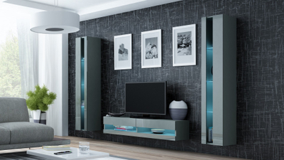 Komodë TV Cama Meble Vigo New, për 30-40", gri dhe gri e errët