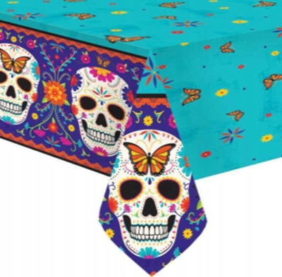 Mbulesë tavoline Amscan Day of the Dead Skull Halloween, 120 x 180 cm, shumëngjyrëshe
