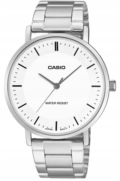 Ora Casio MTP-VT04D-7E, analog quartz, inoks, fushë e bardhë