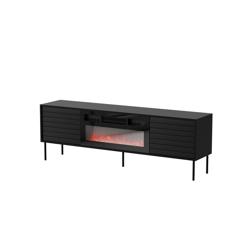 Kabinet TV Cama Cortina, me oxhak elektrik, 180x40x60 cm, i zi