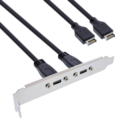 Slot bracket USB InLine, USB C në USB 3.1 Key A, 0.5m, i zi