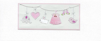 Kartolinë urimi MAK Card Birth First Birthday DL D01, për goca, letër 200 g, e bardhë