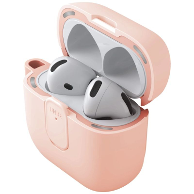 Këllëf për kufje Uniq Clyde për AirPods 4, Lock Case, plastikë TPU PC, rozë