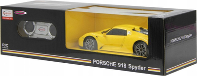 Makinë lodër me telekomandë Rastar Porsche 918 Spyder, shkallë 1:24, R/C, e verdhë