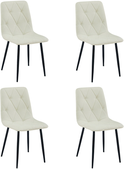 Karrige LEOBERT Libra, set 4 copë, stof beige, këmbë metalike të zeza