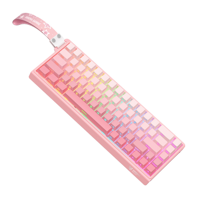 Tastierë gaming ONIKUMA G69, 68 taste, ARGB, rozë