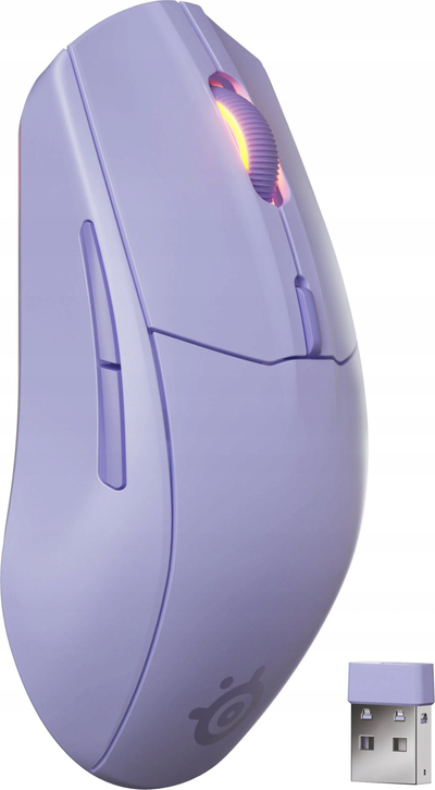 Безжичен глушец SteelSeries Rival 3 Gen 2, TrueMove Air 18K, Bluetooth 2.4GHz, лаванда
