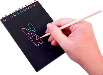 Fletore kreative Rainbow Scratch off me stylus ZA3913, format A6, për kalamaj