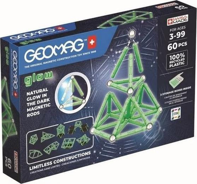Set konstruktiv magnetik Geomag Glow 60, 60 copa, jeshil