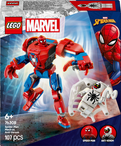 Lodër ndërtimi LEGO Spider-Man Mech Vs Anti-Venom, set me figura, shumëngjyrëshe
