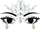 Stoli fytyre Partydeco Face Jewelry, kristale argjendi, 9.5 x 8.5 cm, argjend