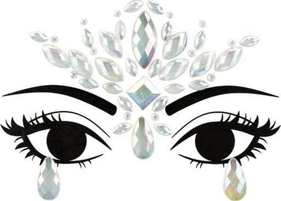 Stoli fytyre Partydeco Face Jewelry, kristale argjendi, 9.5 x 8.5 cm, argjend