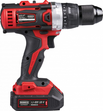 Stërvitje vidhosuese Modeco Expert 18V, 40Nm, 2 bateri, e kuqe e zezë