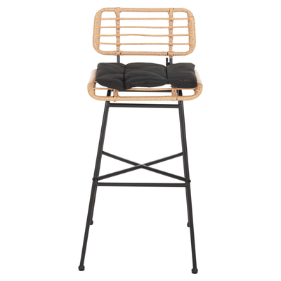 Karrige bar Allegra HM5708.11, metal, ratan sintetik, jastëk i zi