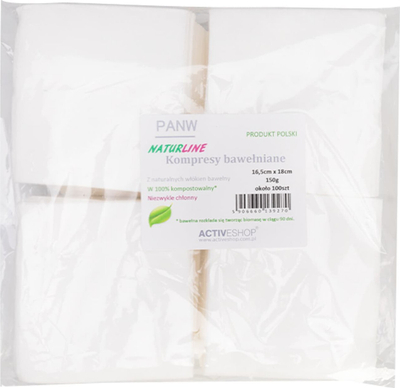 Kompresa pambuku Naturline, 150g, 16.5cm x 18cm, të bardha