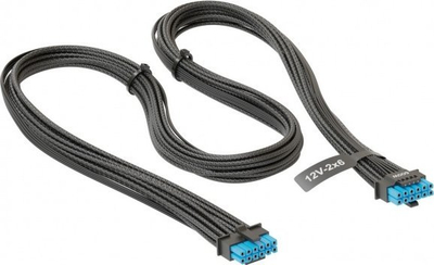 Kabllo adapter për PSU Seasonic 12V-2x6, ATX 3.0, PCIe 5.0, e zezë me blu