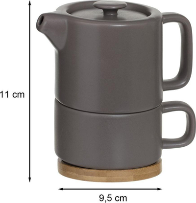 Set gotë me kanë Secret de Gourmet Natural Taupe, qeramikë, 400ml, ngjyrë taupe