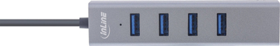 HUB USB InLine USB 3.2 Gen1 Type C, 4x USB A 5Gbps, OTG, metalik argjendi