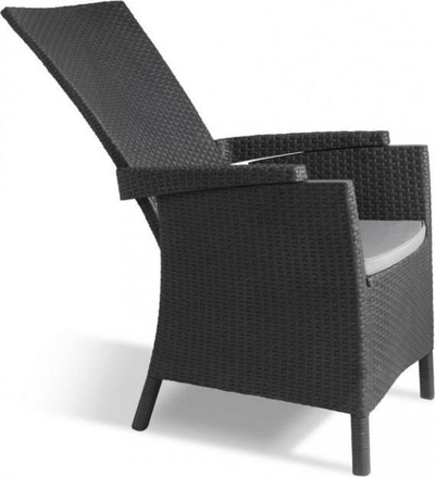 Karrige kopshti Allibert Vermont Adjustable, plastike ratan, me jastëk, cappuccino