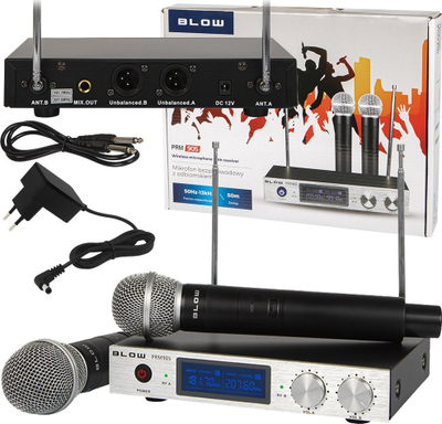 Set karaoke Blow, 2 mikrofonë wireless VHF, i zi