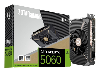 Kartë grafike ZOTAC NVIDIA GeForce RTX 5060 SOLO, 8GB GDDR6, Blackwell, e zezë