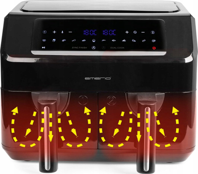 Fritezë me ajër Emerio AF-130376.1, 2400W, 7.2L Dual Cook, e zezë