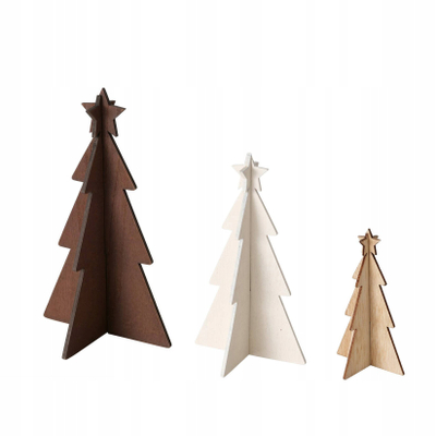 Set zbukurimi pemë Krishtlindjesh Boltze Karl, MDF, 12–25 cm, ngjyrë dru natyral