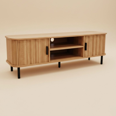 Kabinet TV Edaxo SCAVA, 140 x 40 x 46 cm, front i rifrugur, dru natyral