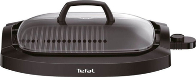 Електричен скара‑грил за маса Tefal Plancha CB6A0830, со стаклен капак, нелеплива површина, црн