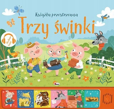 Libër për fëmijë Trzy Świnki, pop up, me butona zanorë, shumëngjyrësh