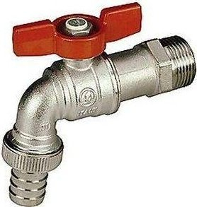 Rubinet shpërndarës Giacomini R620, 1/2", bronx i kromu, me levë të kuqe