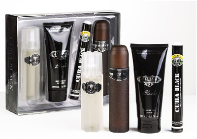 Set Cuba Black, parfum Eau de Toilette 100ml + parfum Eau de Toilette 35ml + xhel dushi 200ml + sprej pas rroje 100ml