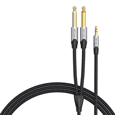 Kabllo audio Vention BARHK, 3.5mm në 2x 6.35mm, 8m, e zezë
