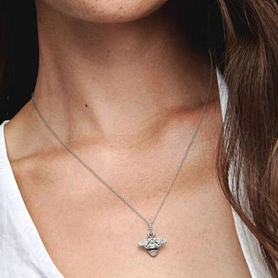 Pendant për qafore Pandora, i argjendtë/transparent/zi