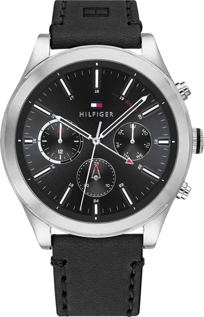 Orë burrash Tommy Hilfiger Ashton, çelik inoks, mban ujë 50m, e zezë