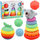 Set lodrash edukative Lean Toys Educational Toys Set, me unaza dhe topa, për foshnje 6+ muajsh, shumëngjyrësh