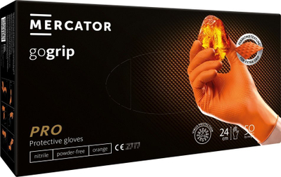Doreza nitrili MERCATOR GoGrip Reinforced, L, portokalli
