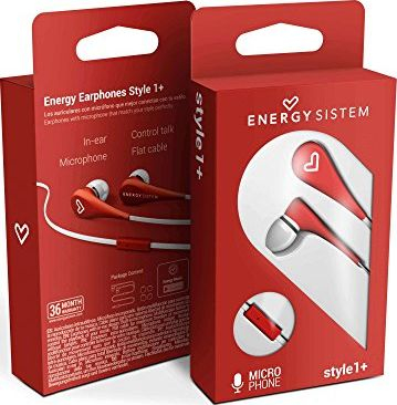 Kufje in-ear Energy Sistem Style 1+, me mikrofon, kabëll 1.2 m, të kuqe