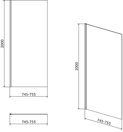 Kabinë dushi me mur CREA, 80x200 cm, xham 8 mm, transparente