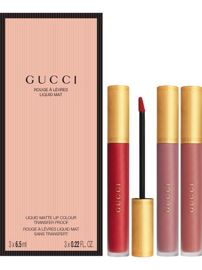 Set buzëkuq Gucci Rouge a Lèvres Mat Liquid Soft Matte, 3 x 6,5 g