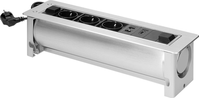 Prizë e fshehtë për mobilje, 3xSchuko, 2xRJ45 CAT5E, 1xHDMI 2.0, argjendi