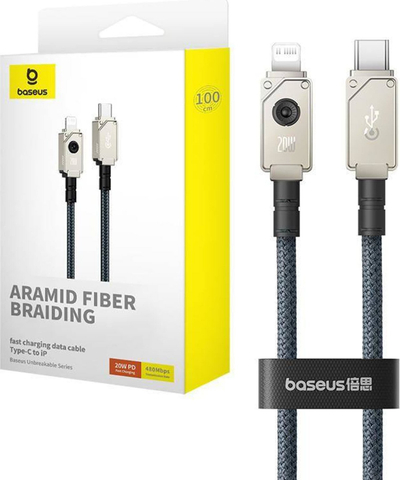 Kabllo karikimi Baseus Unbreakable USB C në Lightning, 20W, 1m, e bardhë
