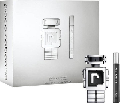Set parfumesh Paco Rabanne Phantom, EDT 100ml, Travel Spray 10ml, ngjyrë argjendtë