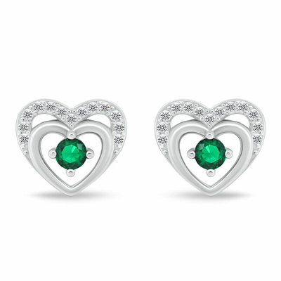 Set Varëse dhe vathë për femra Brilio Silver Hearts with Green Zircons SET295WG